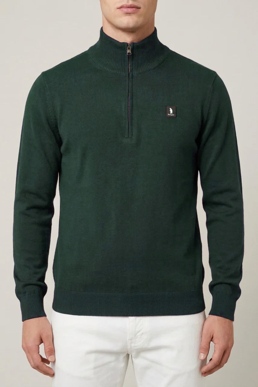 Maglione uomo Refrigue a collo alto e mezza zip