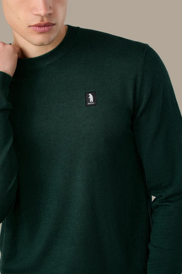 Refrigue maglia girocollo in misto viscosa con patch logo REFRIGUE