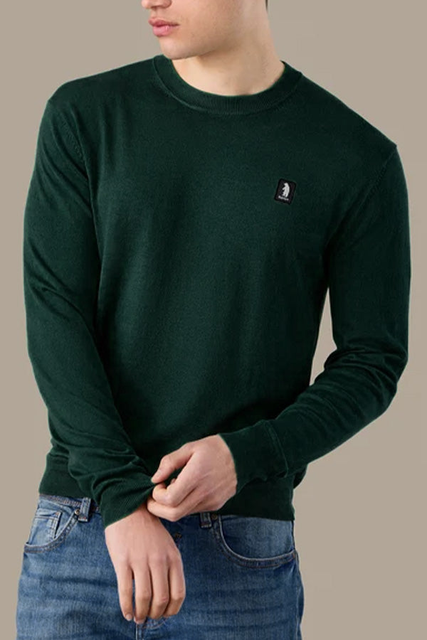 Refrigue maglia girocollo in misto viscosa con patch logo REFRIGUE