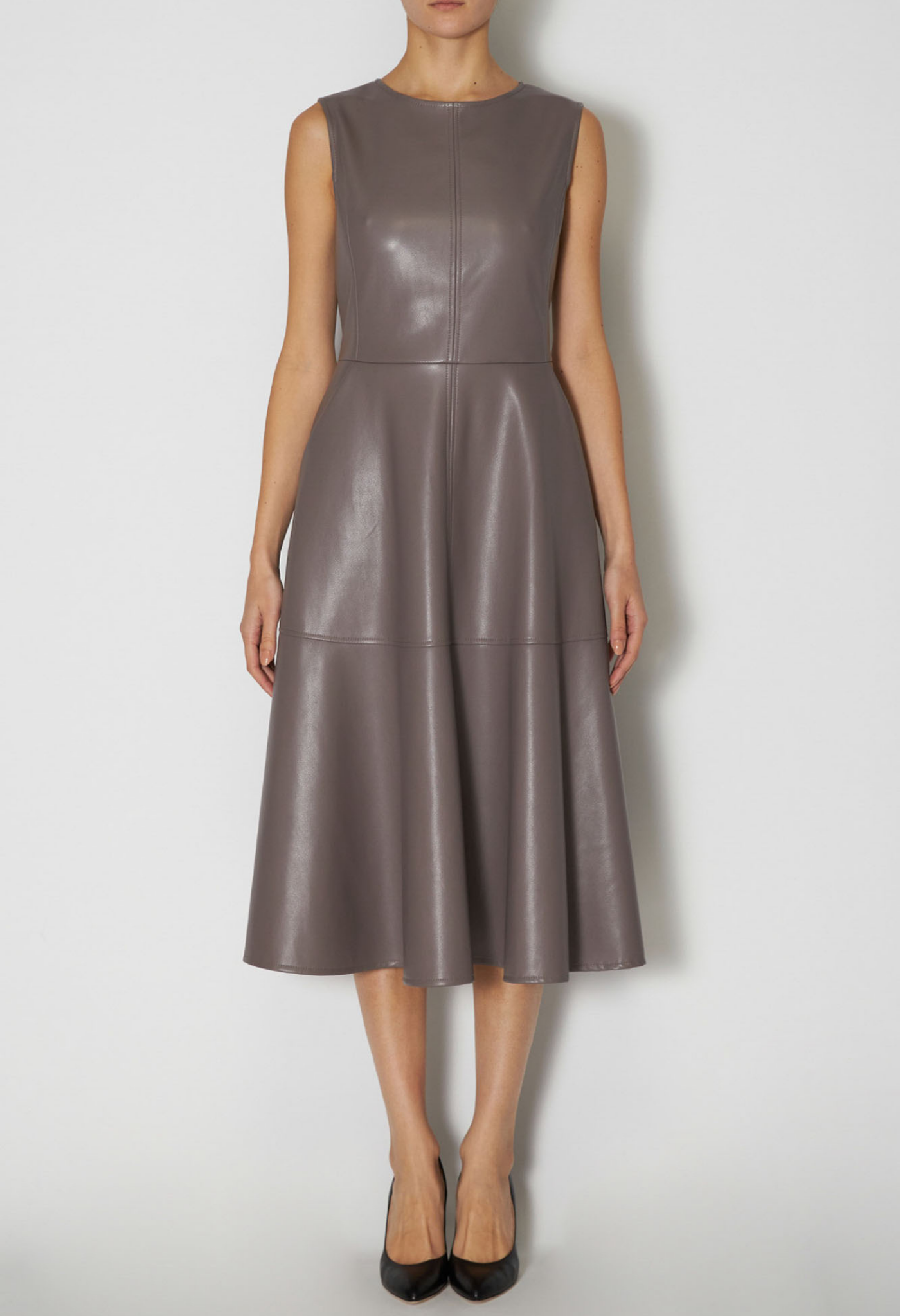 Abito Midi Girocollo Smanicato In Ecopelle ICONA