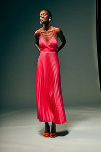 Abito in raso plissettato con fiocco Kaos