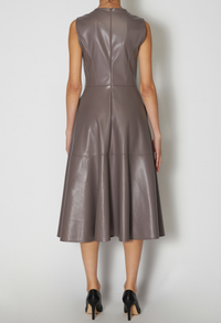 Abito Midi Girocollo Smanicato In Ecopelle ICONA