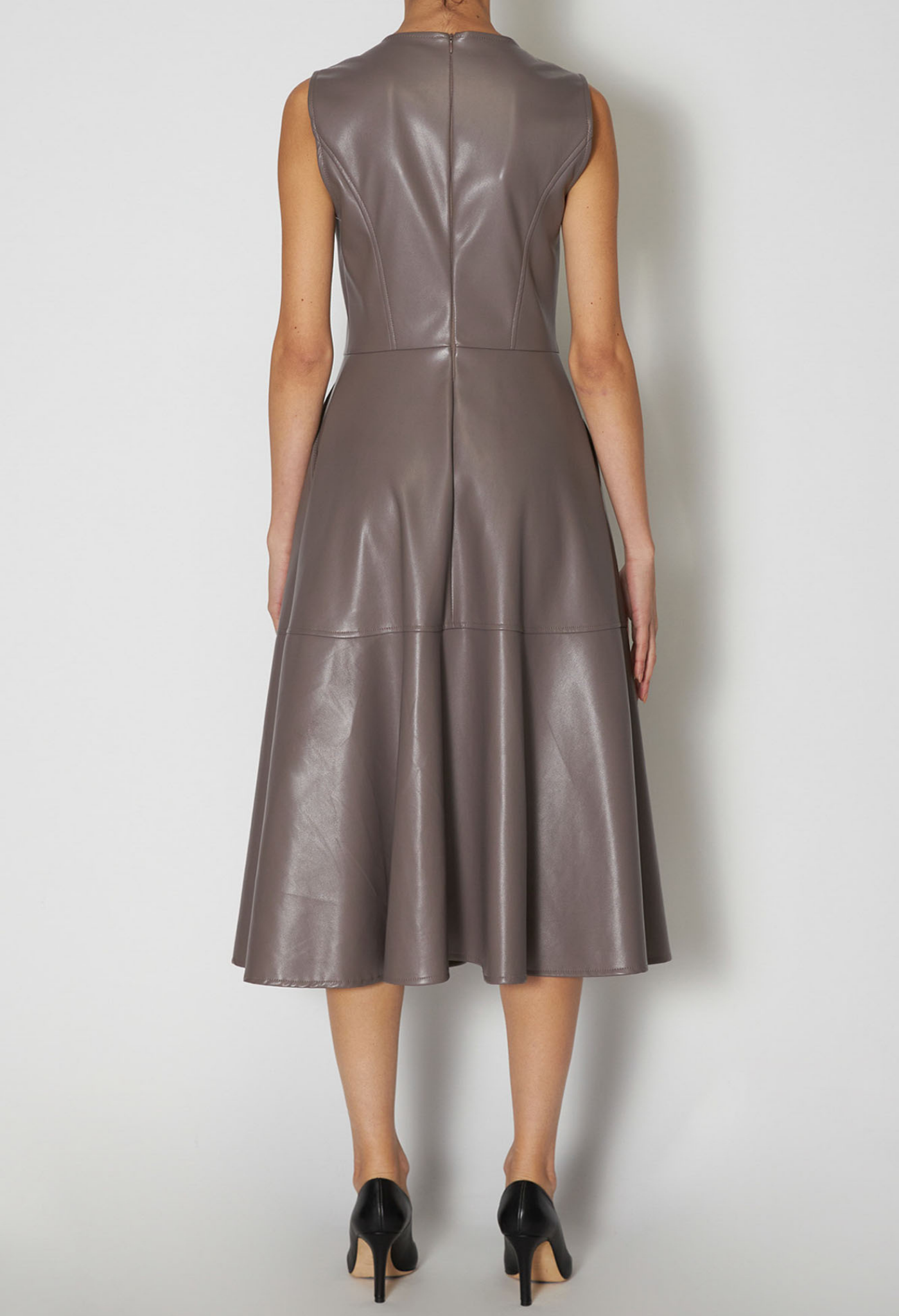 Abito Midi Girocollo Smanicato In Ecopelle ICONA