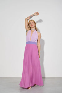 Abito lungo plissé in georgette Kaos