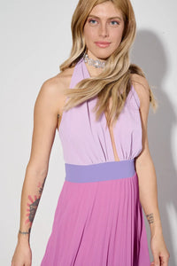 Abito lungo plissé in georgette Kaos