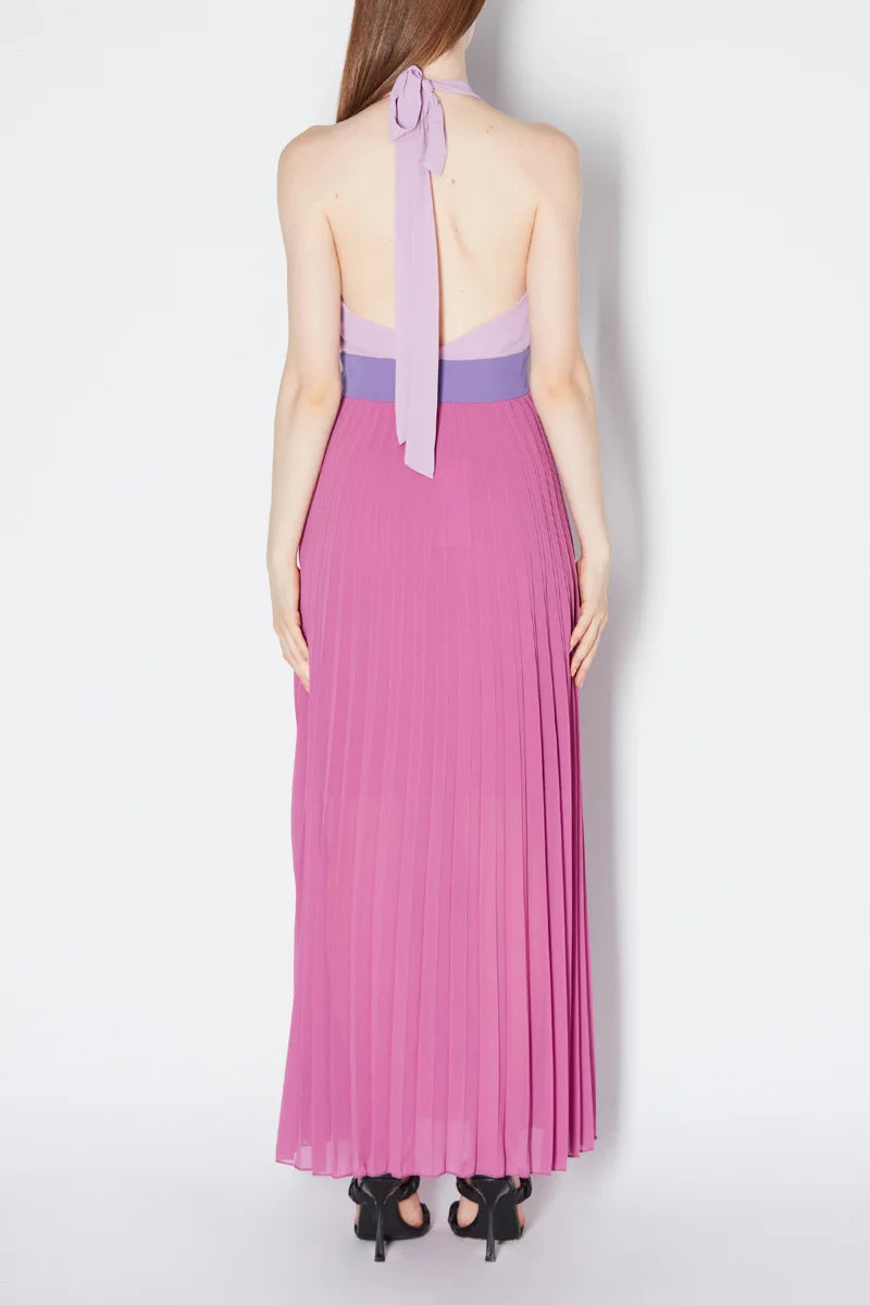 Abito lungo plissé in georgette Kaos