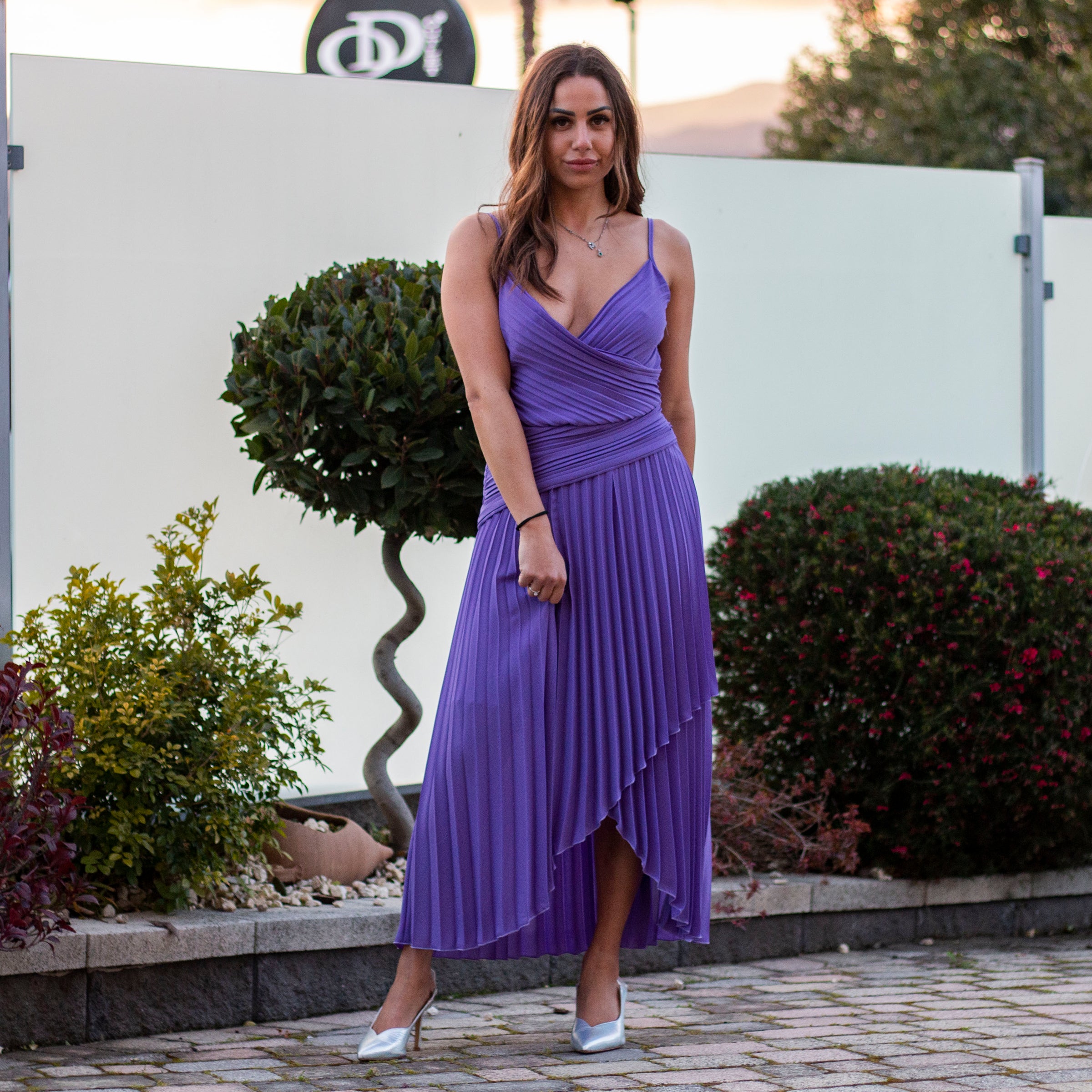 Abito plissé con scollo a cuore Kaos