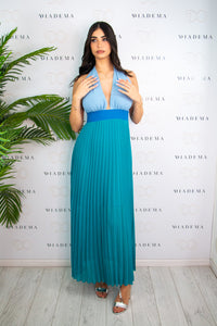 Abito lungo plissé in georgette Kaos