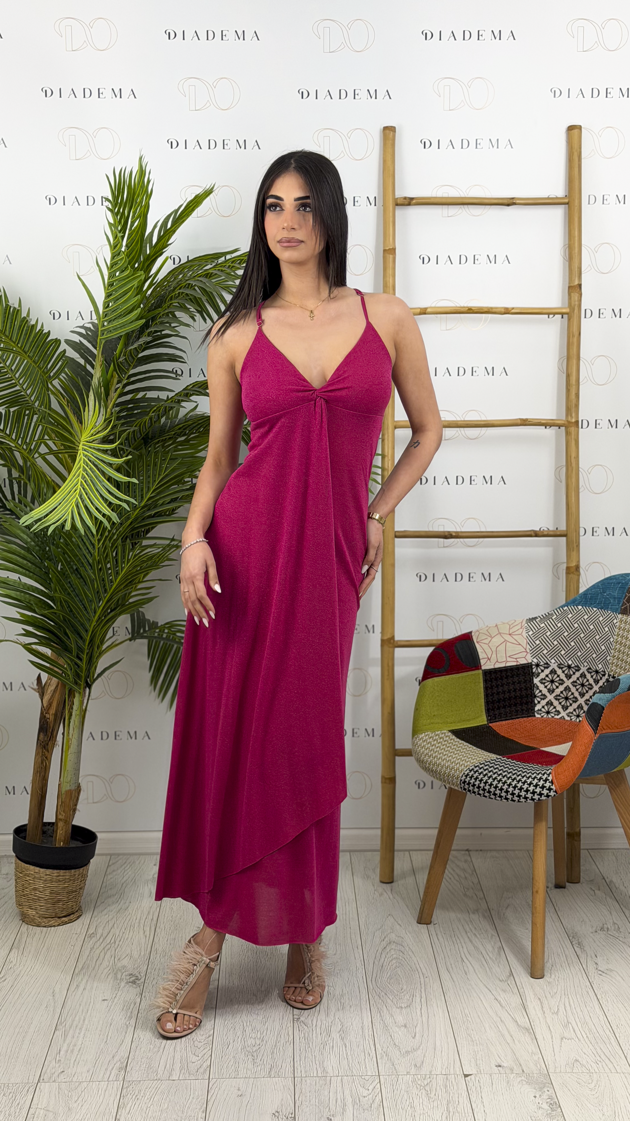 Abito lungo fucsia Kaos